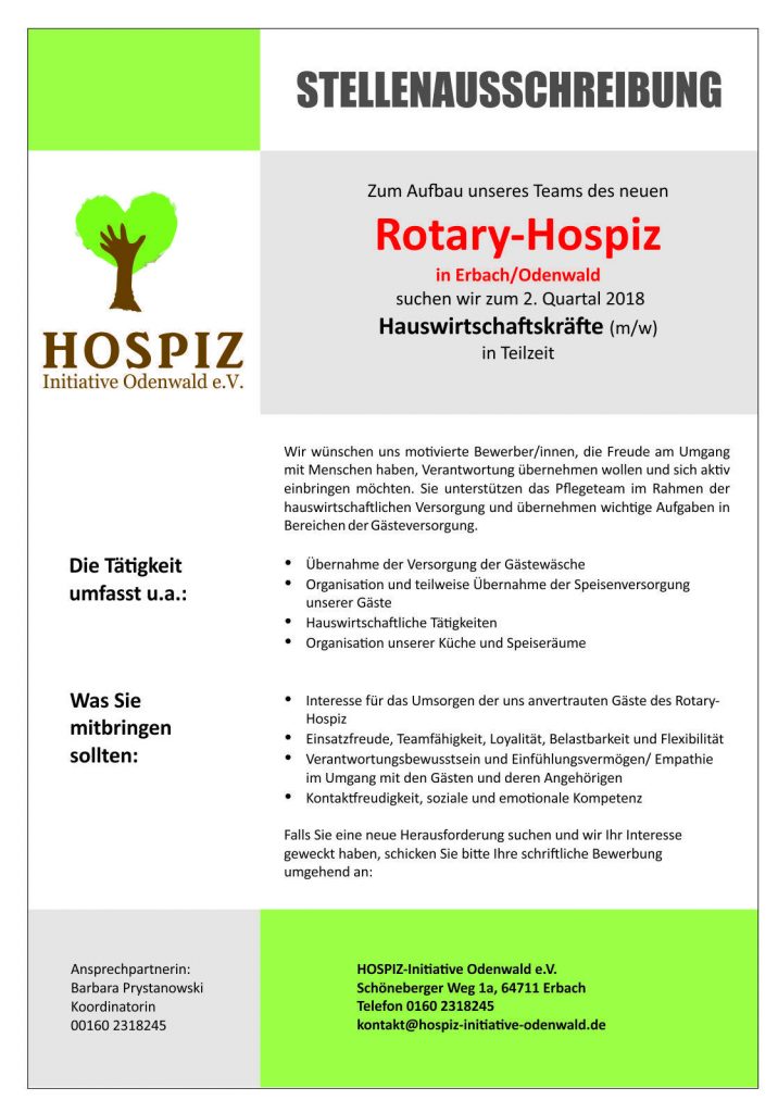 Stellenausschreibungen Rotary-Hospiz